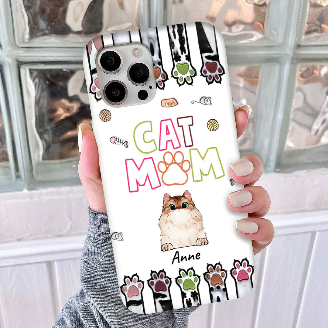 Cute Peeking Kitten Pet Cat Breeds, Gift For Cat Mom Personalized Phone Case -ancustom
