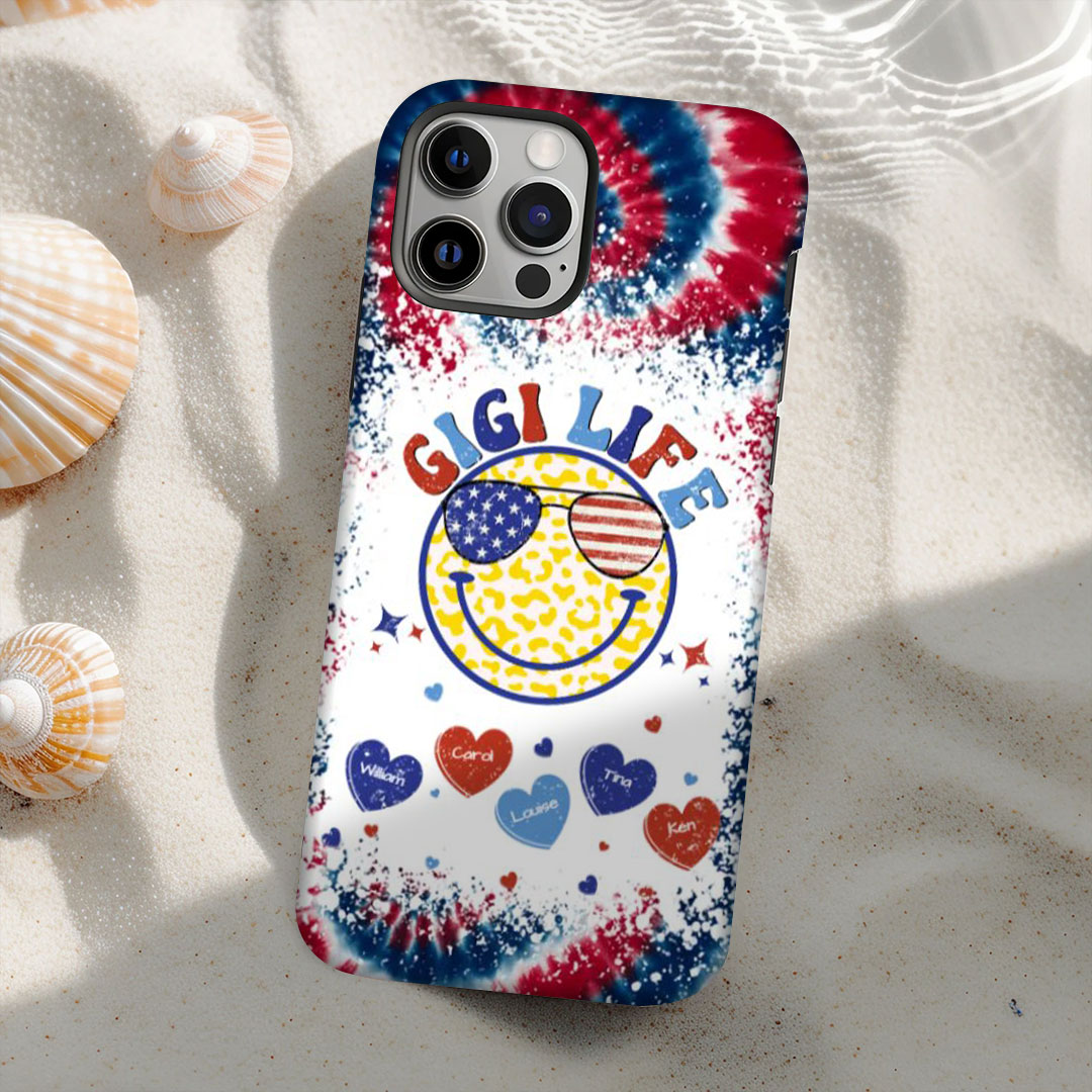 Personalized Grandma Life Smiley Face 4th Of July Phone Case -ancustom
