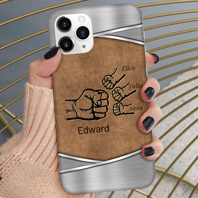 Father's Day Personalized Gift For Daddy Leather Patterned Phone Case-ancustom