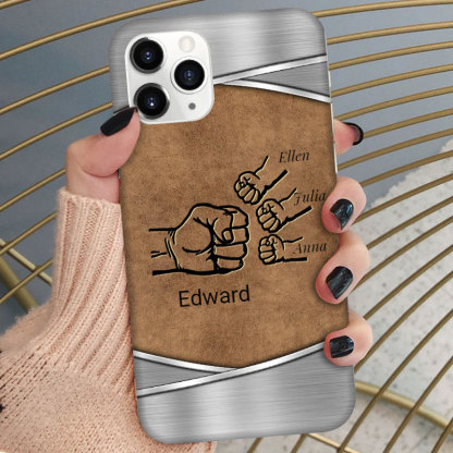 Father's Day Personalized Gift For Daddy Leather Patterned Phone Case-ancustom