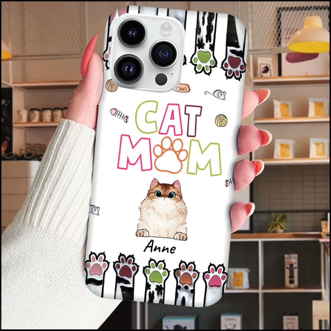 Cute Peeking Kitten Pet Cat Breeds, Gift For Cat Mom Personalized Phone Case -ancustom