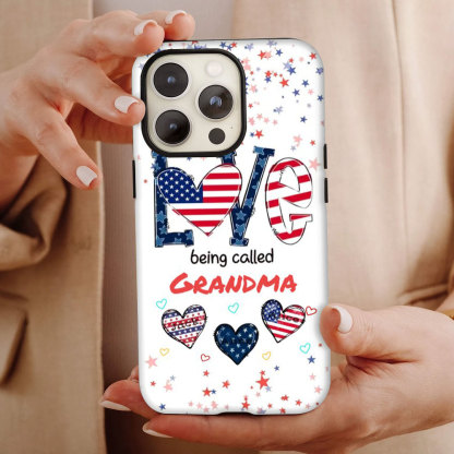 4th of July Love Being Called Grandma Auntie Mom American Flag Pattern Personalized Phone Case -ancustom