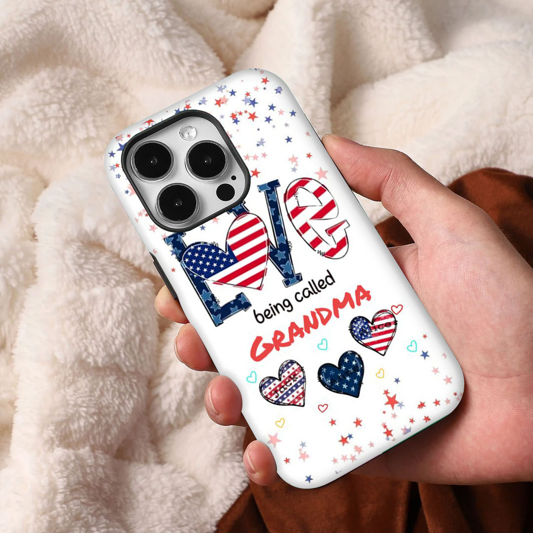 4th of July Love Being Called Grandma Auntie Mom American Flag Pattern Personalized Phone Case -ancustom