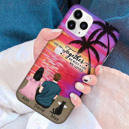 Personalized Couple and Pet Beach Dawn Phone Cases Beach Life Better-ancustom