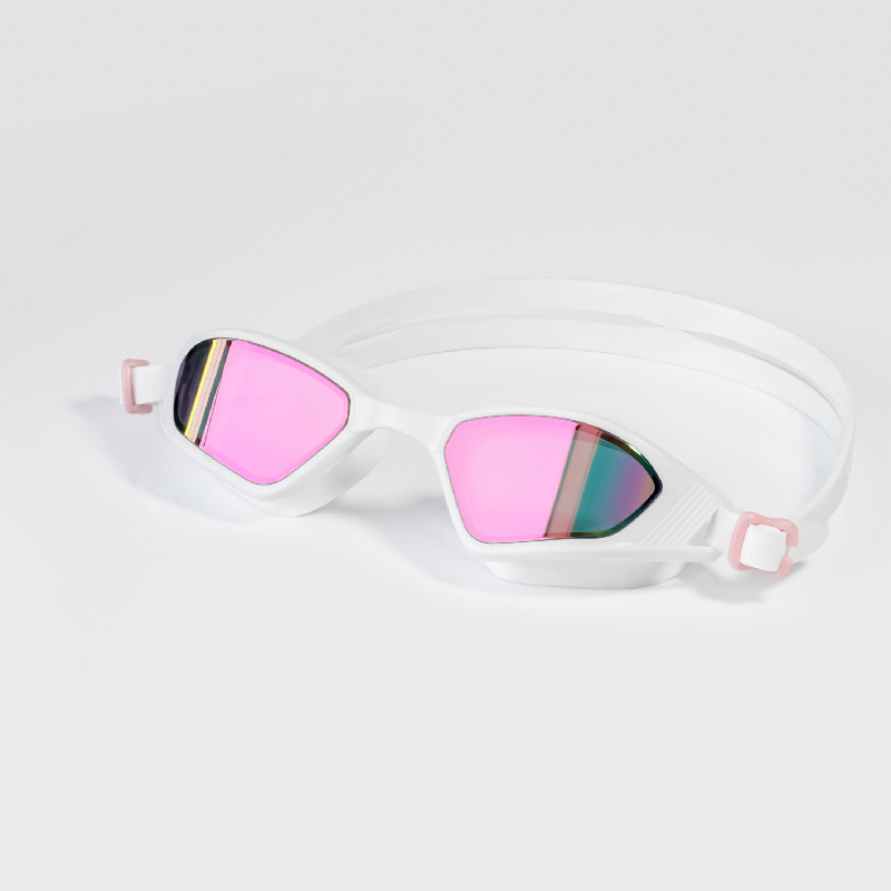 Front View of Maritonia BE048 Mid-Frame Pink Mirrored Swimming Goggles
