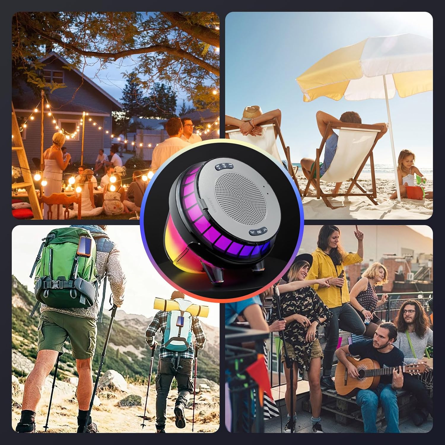 Portable floating Bluetooth speaker for outdoor parties beach camping and travel activities