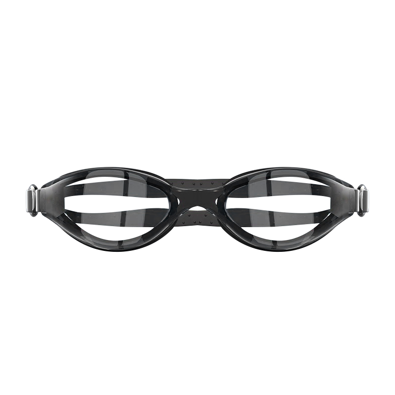 Front View of Maritonia BE045 Black Big-Frame Clear Lens Swimming Goggles