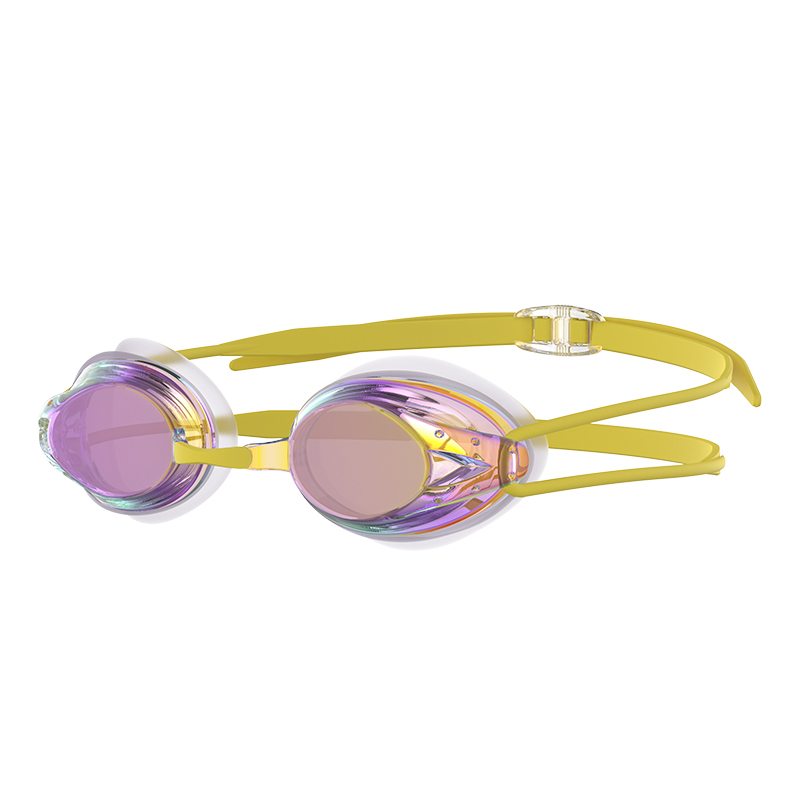 Side Profile of Maritonia Mirrored Swim Goggles – Yellow Strap Edition