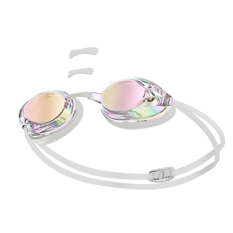 3D Render of Maritonia HydroClear 2.0 Iridescent Mirrored Lens Swim Goggles with White Strap
