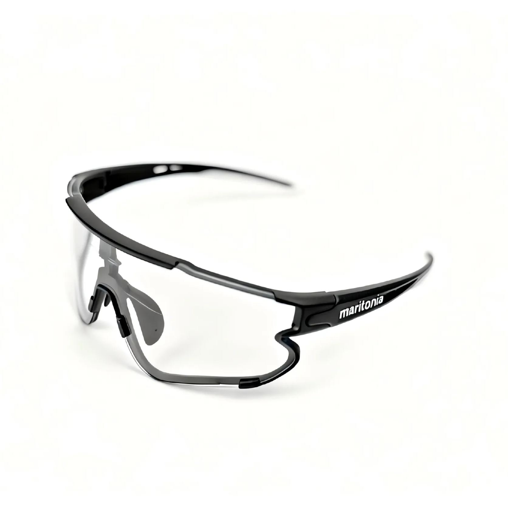 Photochromic cycling glasses side view showing lightweight frame design