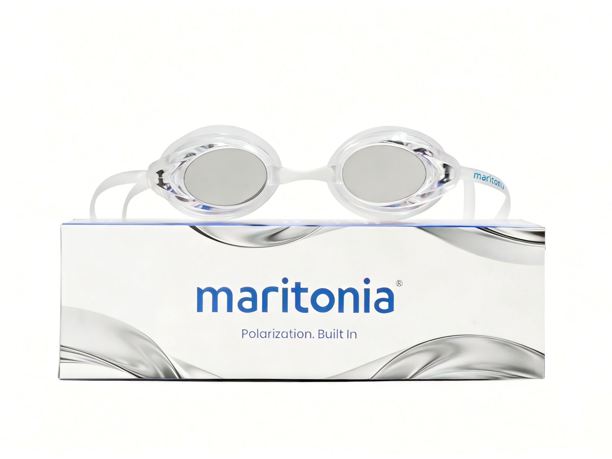 Maritonia polarized swim goggles packaging and product box