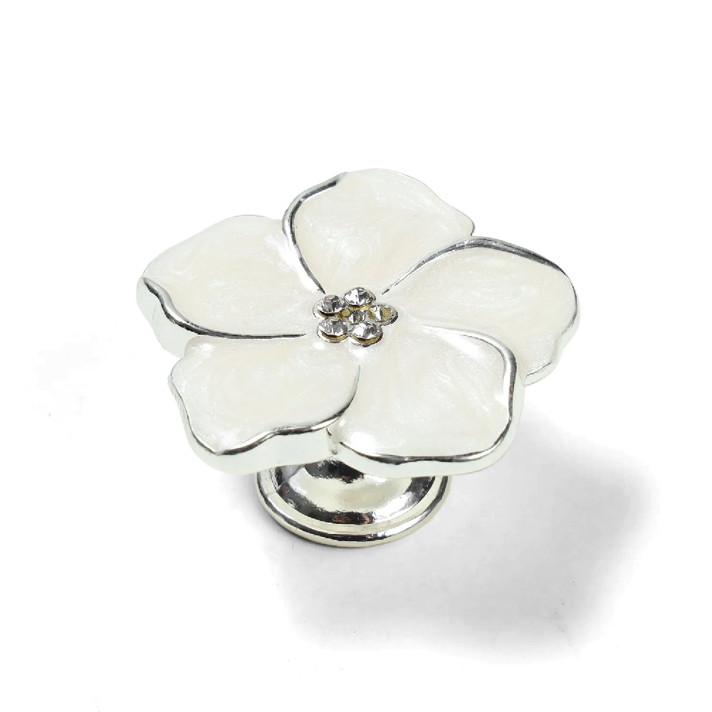 Nature Furniture Knobs -  Sliver Enamel Fower