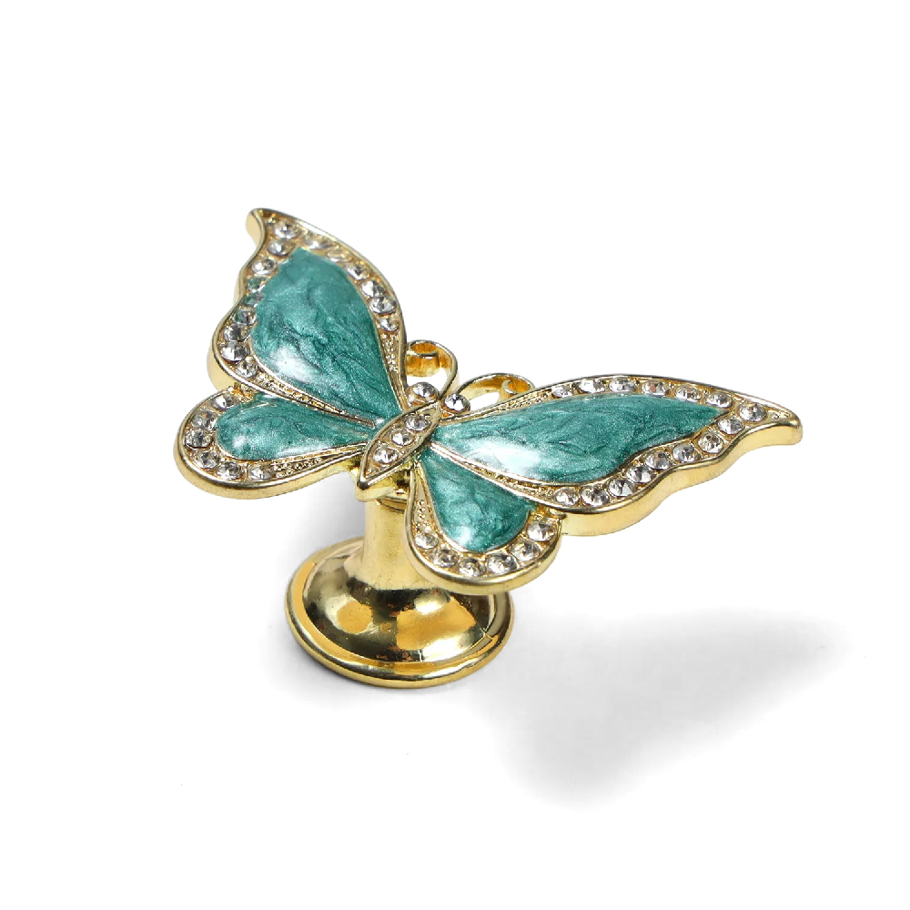 Animal Furniture Knobs - Crystal Enamel Butterfly