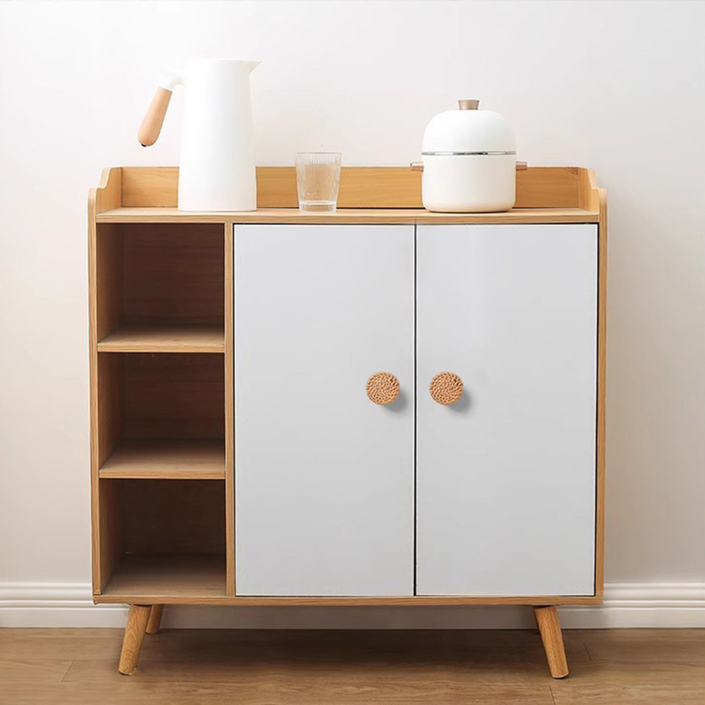 Natural Wooden Handles Rattan Drawer Knobs