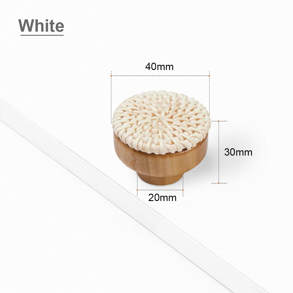 Natural Wooden Handles Rattan Drawer Knobs