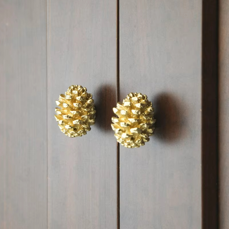  Pinecone Soild BrassCabinet Drawer Knobs