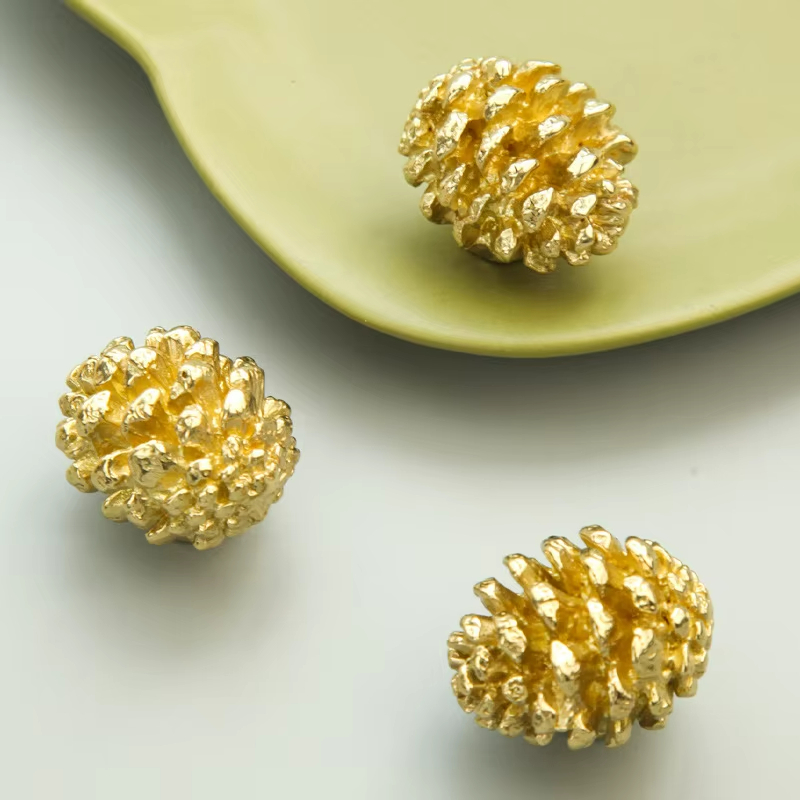  Pinecone Soild BrassCabinet Drawer Knobs