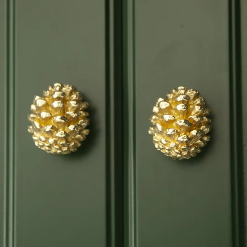  Pinecone Soild BrassCabinet Drawer Knobs