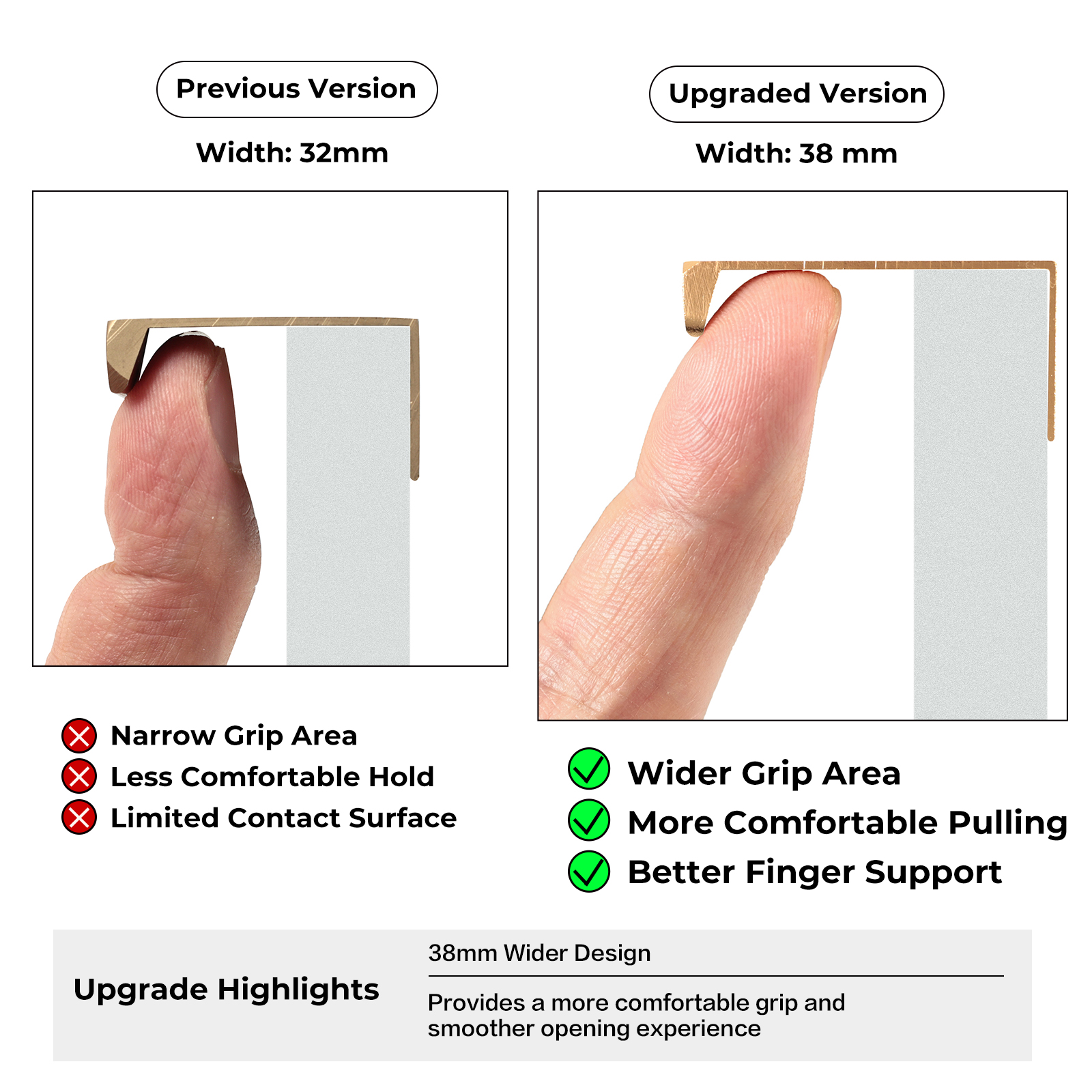 Thickened Finger Edge Cabinet Pulls - Right Angle