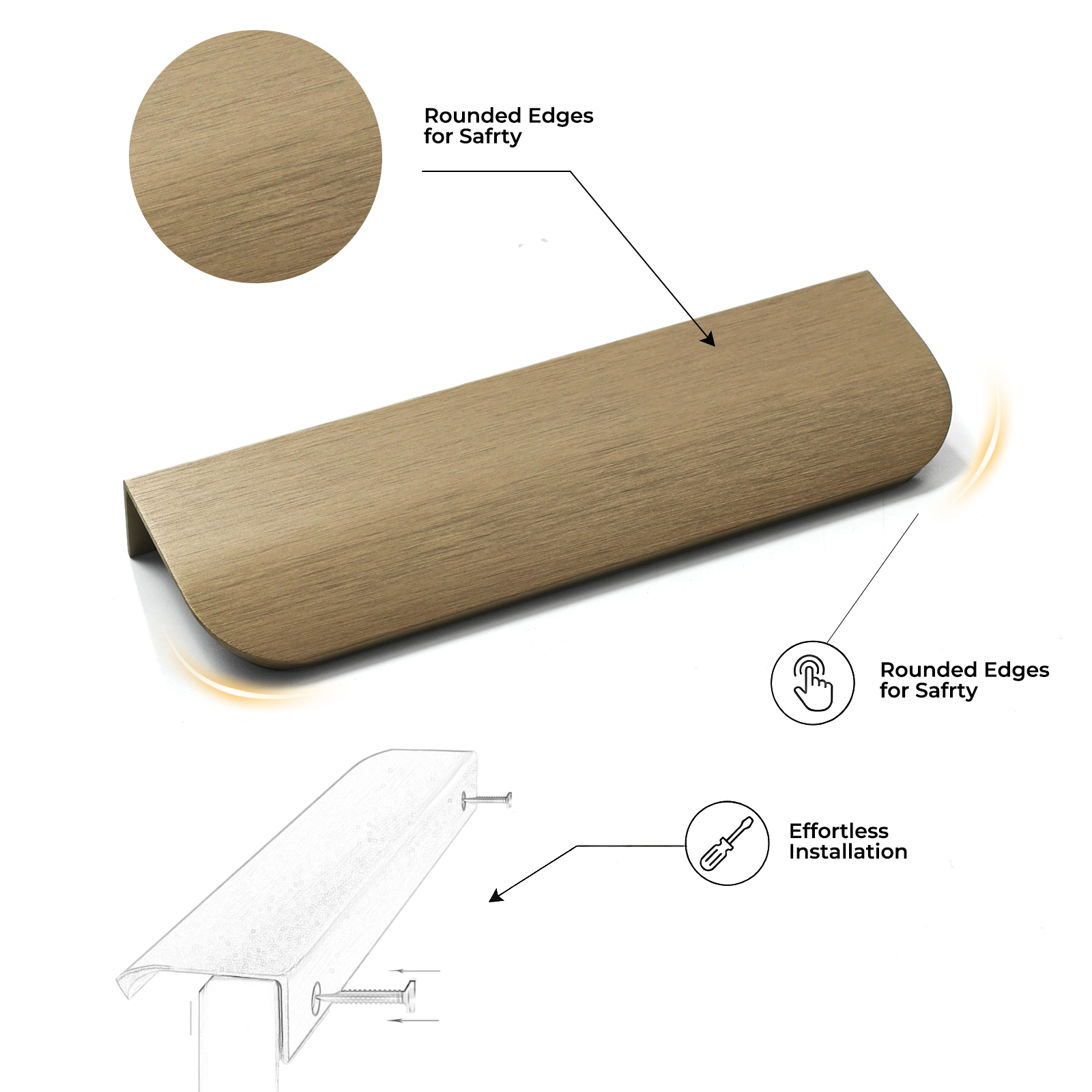 Thickened Finger Edge Cabinet Pulls