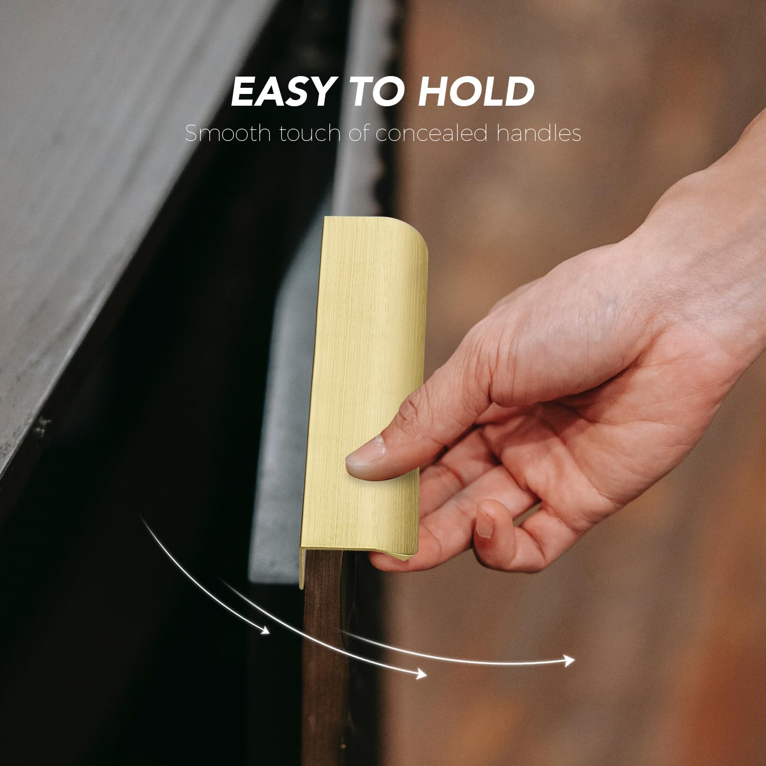 Gold Black White Hidden Handles Long Kitchen Cabinet Pulls