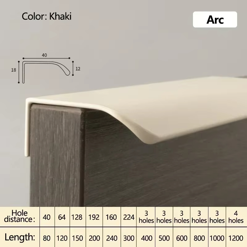 Aluminum Curved Hidden Cabinet Pulls