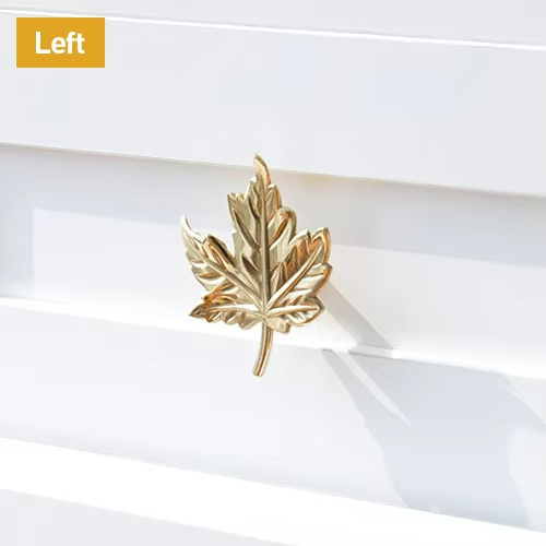 Brass Ginkgo & Maple Leaf Door Knobs