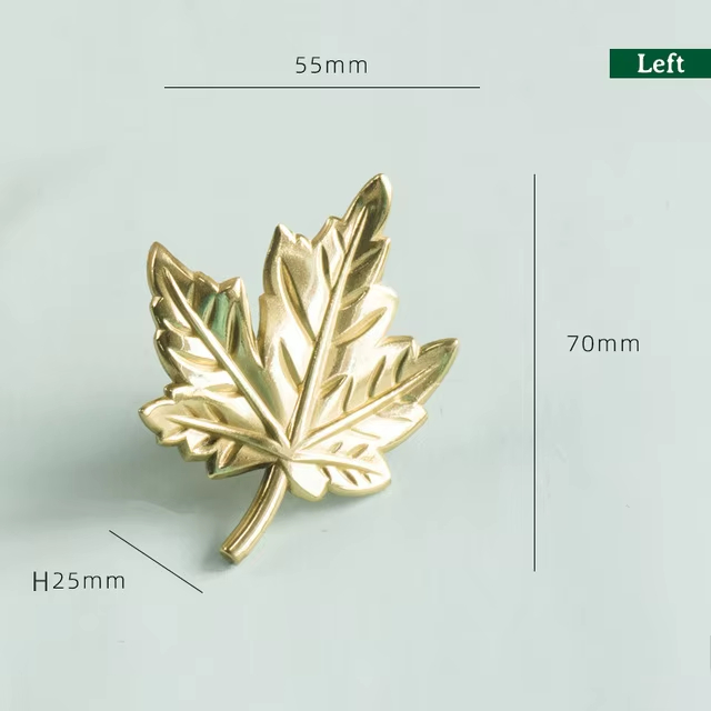 Brass Ginkgo & Maple Leaf Door Knobs