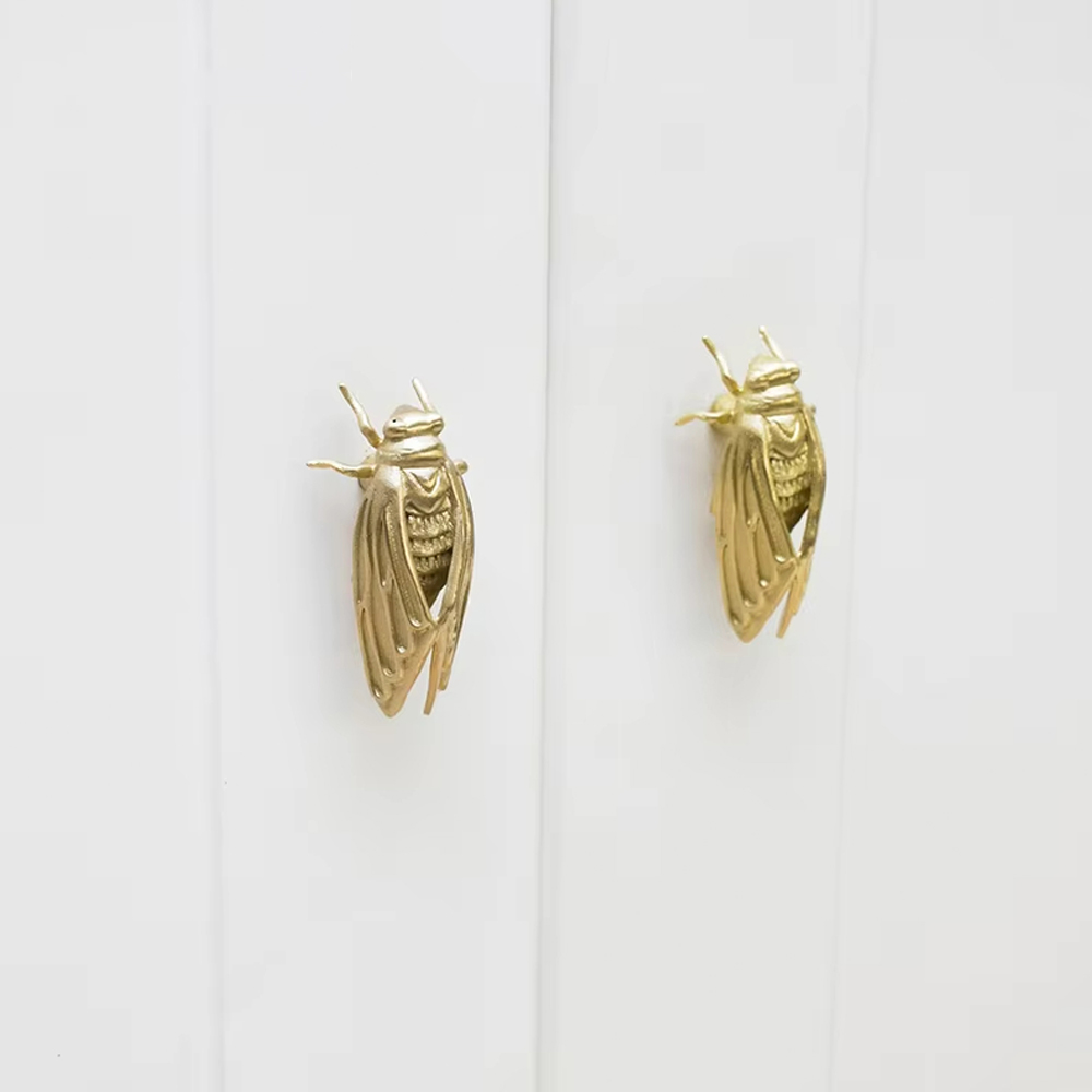 Cicada Insect-Shaped Brass Wardrobe & Cabinet Knobs