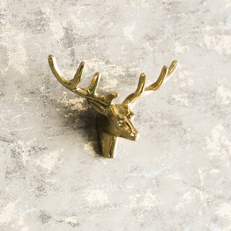 Elk Head Retro Brass Drawer Knobs