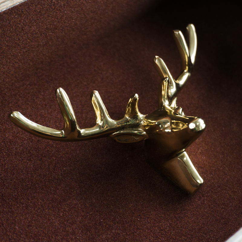 Elk Head Retro Brass Drawer Knobs