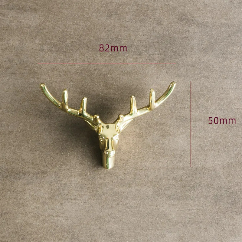 Elk Head Retro Brass Drawer Knobs