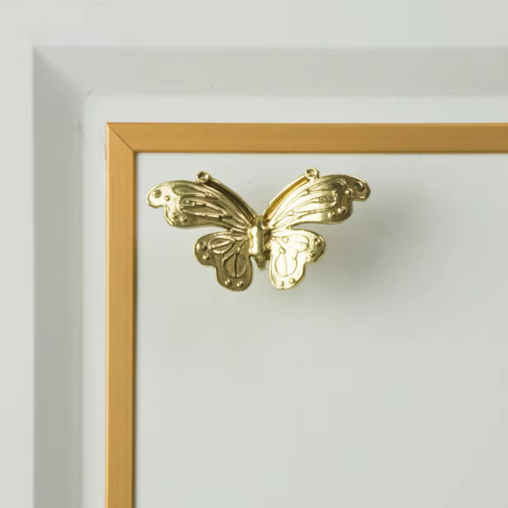 French Butterfly Brass Cabinet Drawer Knobs