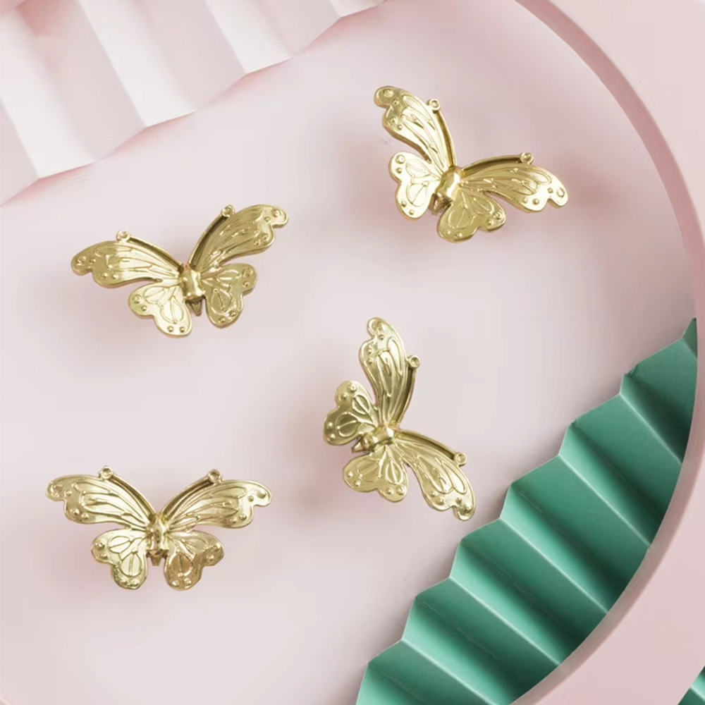 French Butterfly Brass Cabinet Drawer Knobs