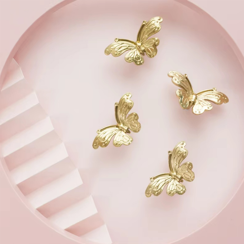 French Butterfly Brass Cabinet Drawer Knobs