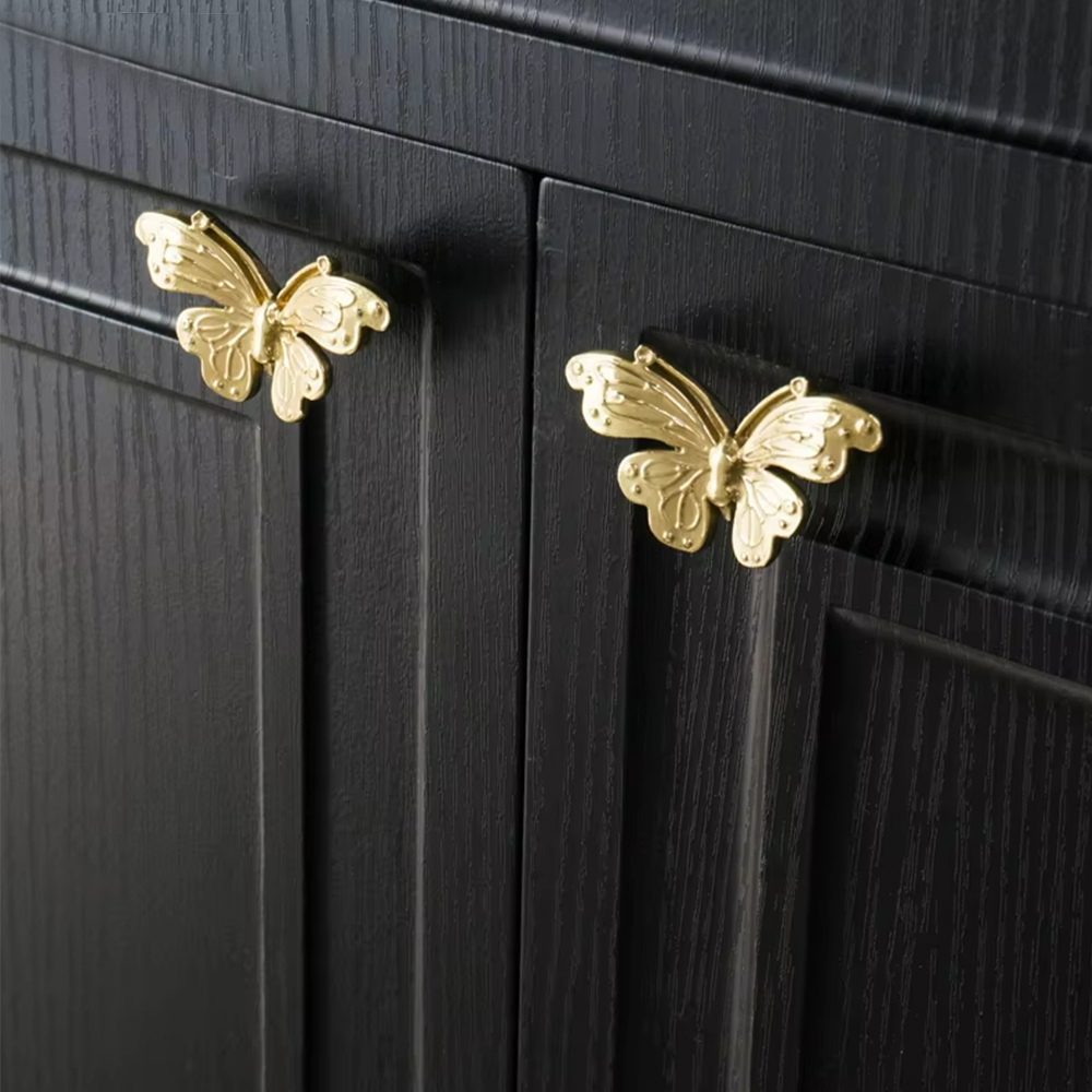 French Butterfly Brass Cabinet Drawer Knobs