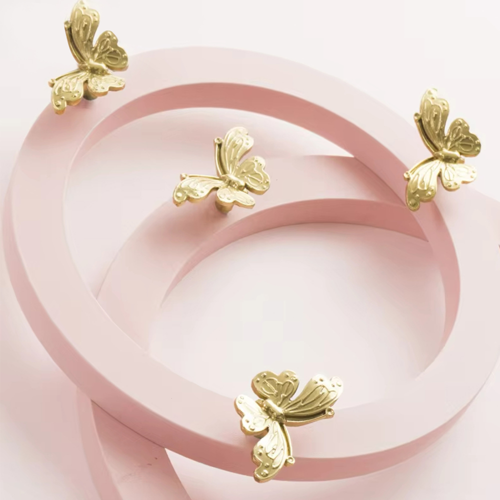 French Butterfly Brass Cabinet Drawer Knobs