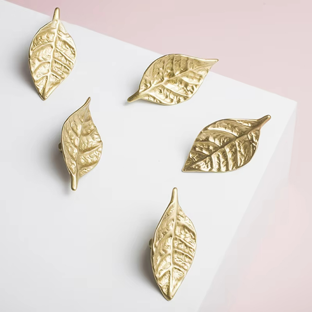 Leaf Solid Brass Cabinet Drawer Knobs
