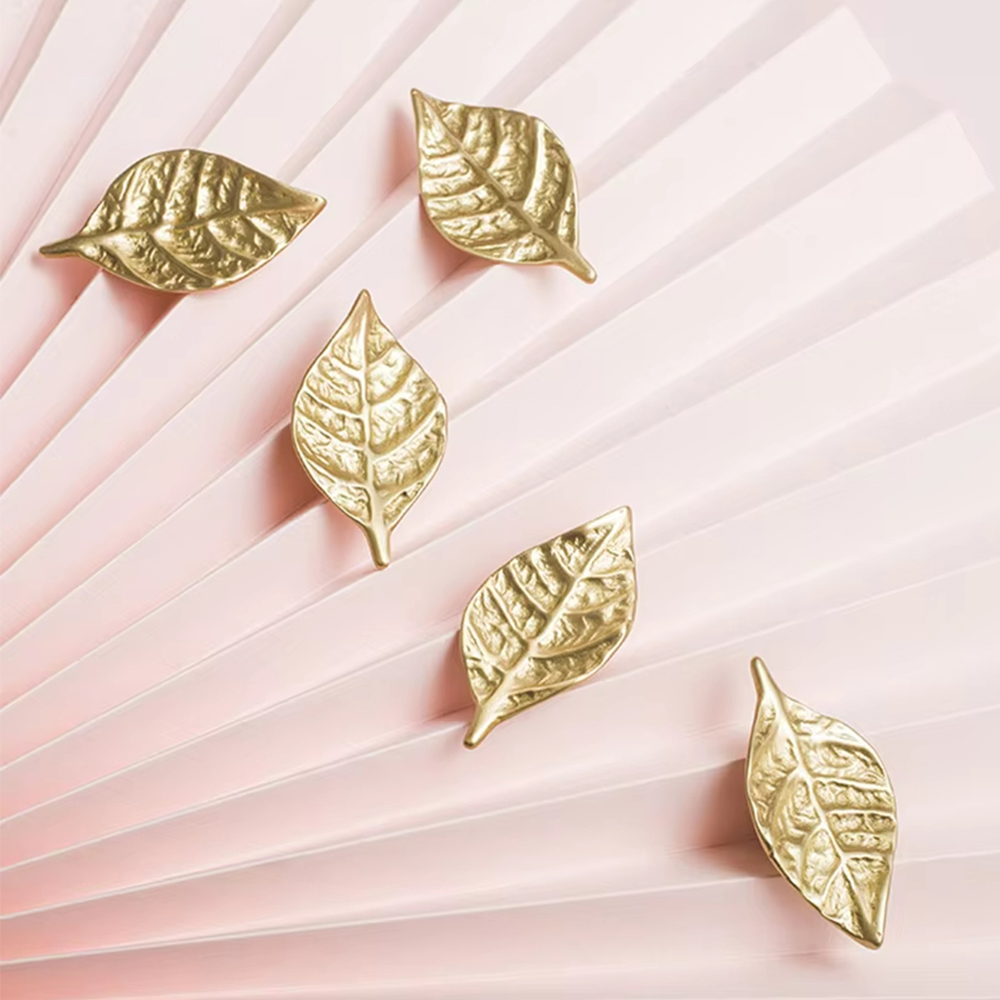 Leaf Solid Brass Cabinet Drawer Knobs