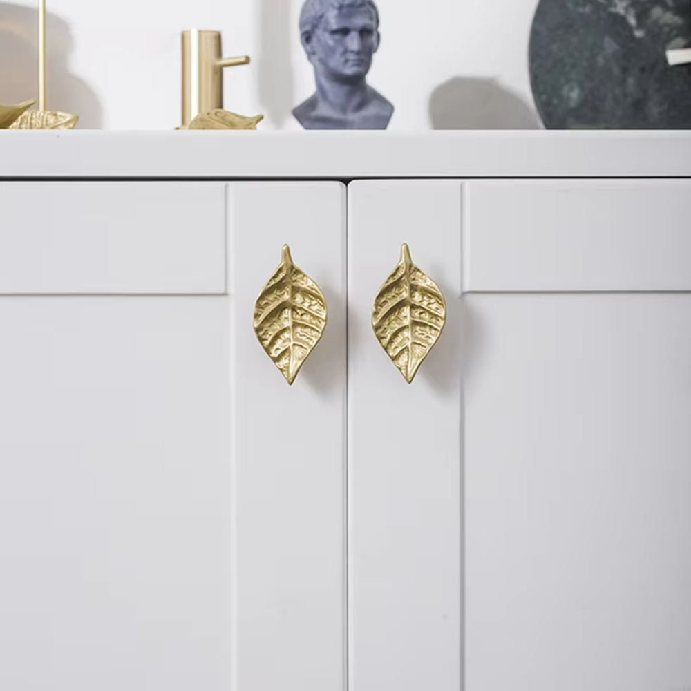 Leaf Solid Brass Cabinet Drawer Knobs
