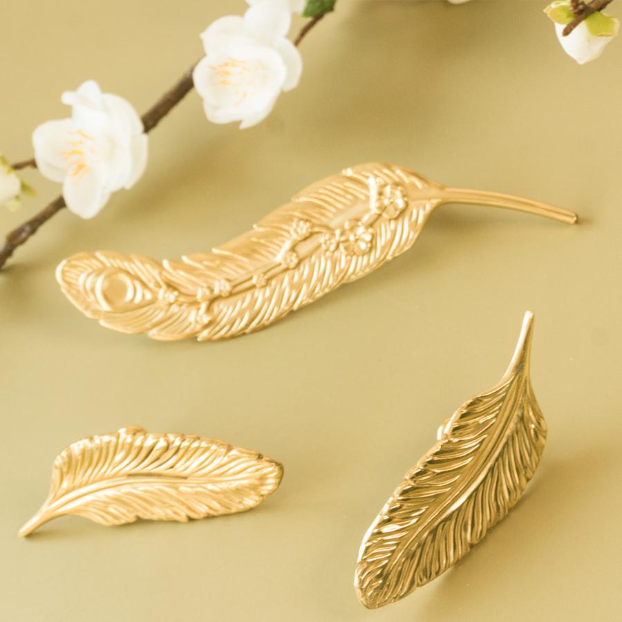 Feather Solid Brass Cabinet Drawer Knobs