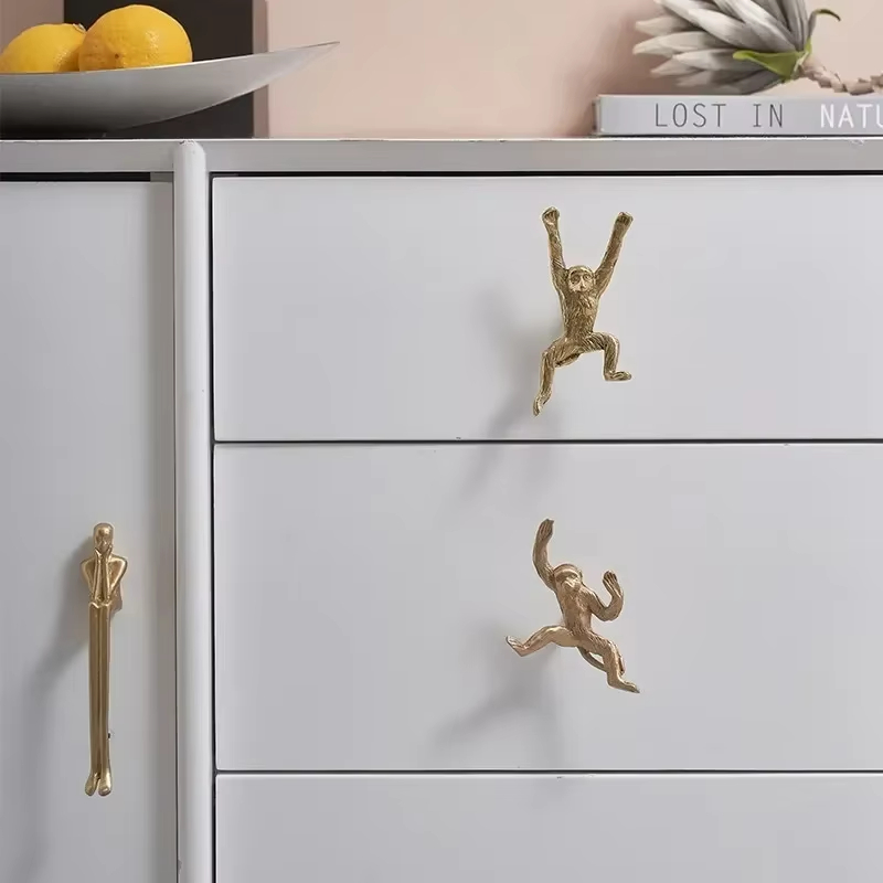 Monkey Solid Brass Drawer Cabinet Door Knobs