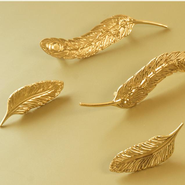 Feather Solid Brass Cabinet Drawer Knobs