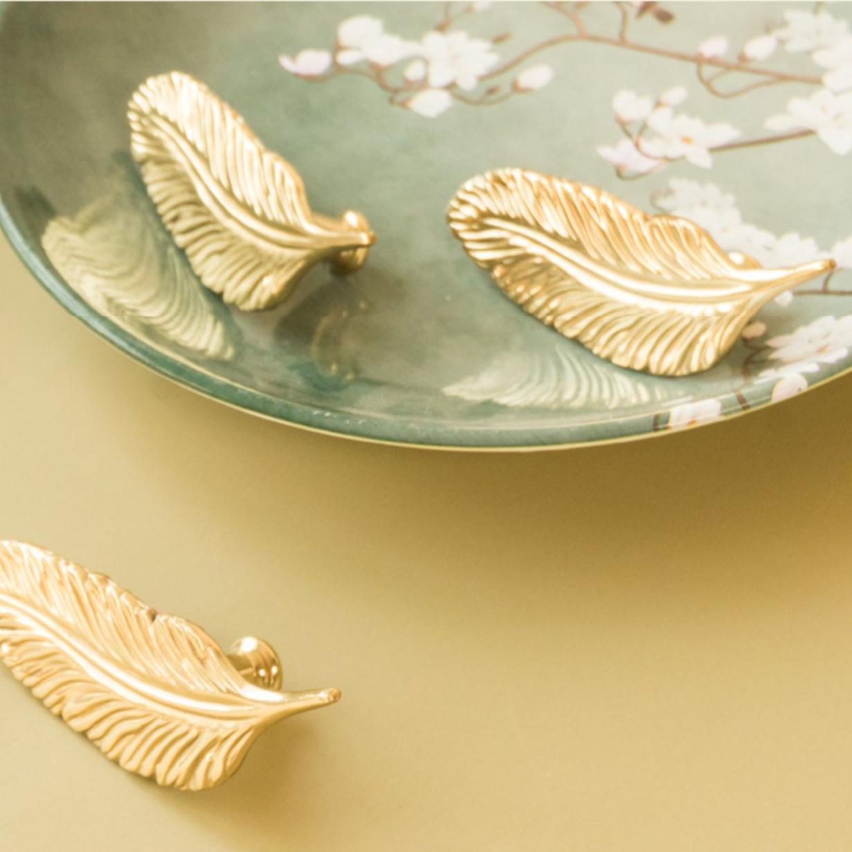 Feather Solid Brass Cabinet Drawer Knobs