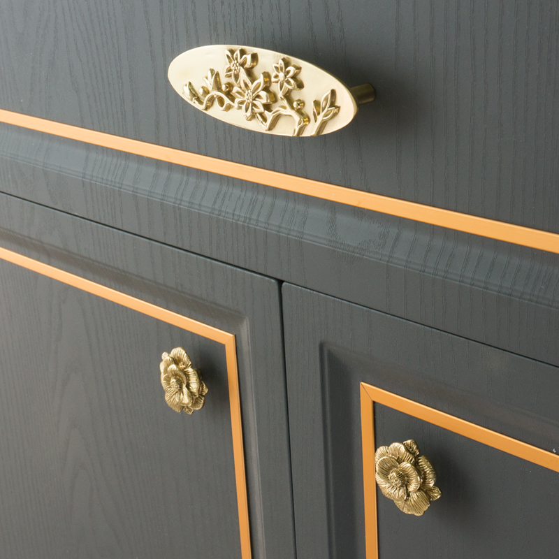 Rose Brass Cabinet Drawer Pulls