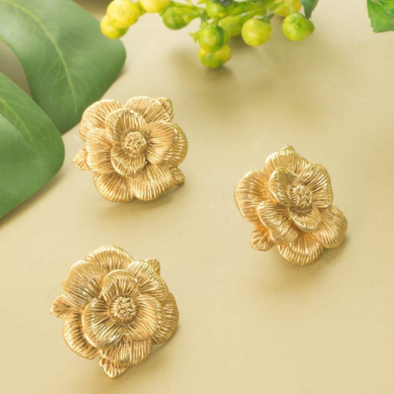 Rose Brass Cabinet Drawer Pulls