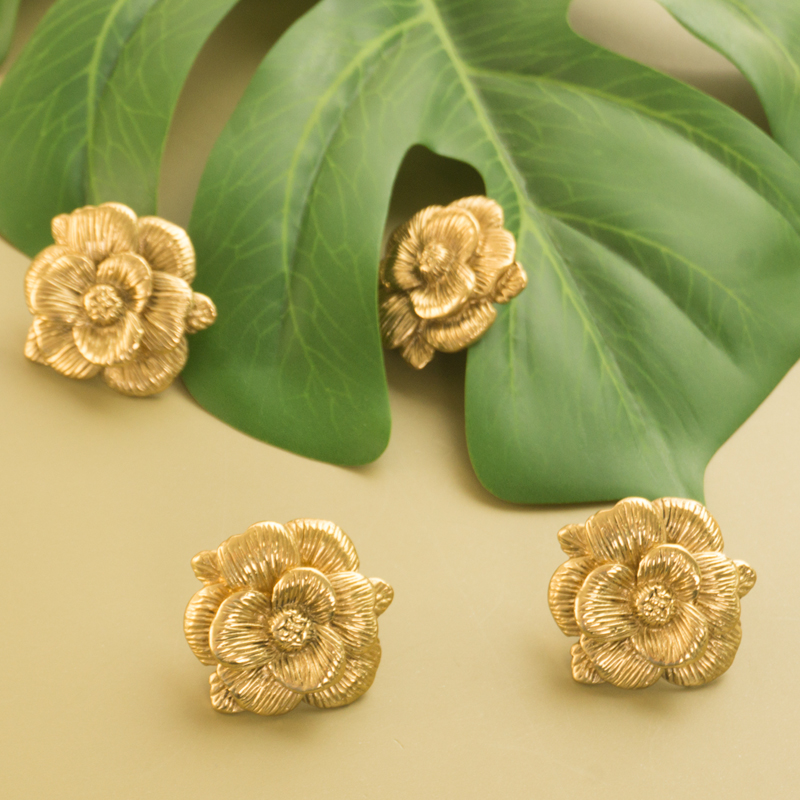 Rose Brass Cabinet Drawer Pulls