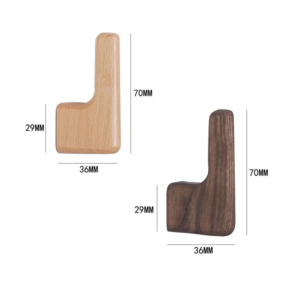Wooden wall hook dimensions 70mm x 29mm x 36mm