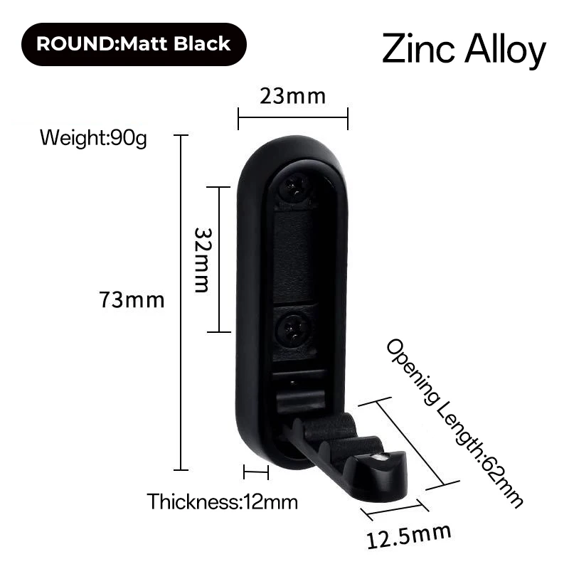 Foldable wall hook B-A-Matt Black