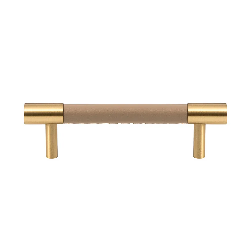 Leather and brass cabinet hardware detail 4